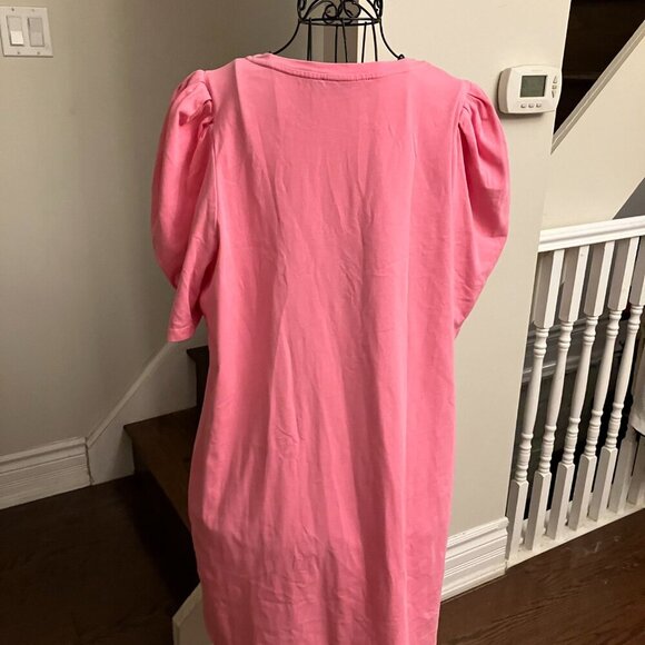 Pink Puffy Sleeve Dress - Picture 2 of 5